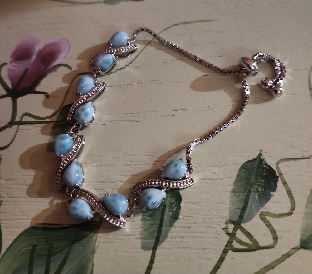 JTV Larimar Silver Bracelet Adjustable